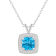 7mm Cushion Blue Topaz 1/7 ctw Diamond Rhodium Over Sterling Silver Halo
Pendant with Chain