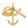 14k Yellow Gold Polished Moveable Heart Cross Anchor Pendant