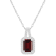 8x6mm Emerald Cut Garnet 1/6 ctw Diamond Rhodium Over Sterling Silver
Halo Pendant with Chain