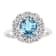 Blue Topaz with Moissanite Accents Sterling Silver Halo Ring