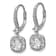 Rhodium Over Sterling Silver Cushion-cut Cubic Zirconia Halo Dangle
Leverback Earrings
