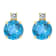 5mm Round Blue Topaz with Diamond Accents 14k Yellow Gold Stud Earrings