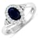 Oval Blue Sapphire and Diamond 14K White Gold Halo Ring 1.02 ctw
