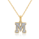 White Diamond Accent 10k Yellow Gold M Initial Pendant With 18” Rope Chain