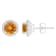 6mm Round Citrine 1/5 ctw Diamond Rhodium Over Sterling Silver Halo Stud Earrings