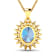Oval Blue Aquamarine and White Diamond 14K Yellow Gold Halo Pendant with
Cable Chain 2.70ctw