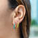 14K Yellow Gold Over Sterling Silver Enamel Huggie Hoops in Neon Green