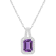8x6mm Emerald Cut Amethyst 1/6 ctw Diamond Rhodium Over Sterling Silver
Halo Pendant with Chain