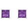 6mm Square Cut Amethyst Rhodium Over Sterling Silver Stud Earrings