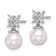 Rhodium Over 14K White Gold Freshwater Cultured Pearl and Diamond Post Earrings