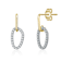 Oval CZ Halo Drop Earrings In 14K Gold Over Brass
