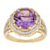 Amethyst Round And White Zircon Ring In 18K Gold Over Sterling Silver 4.29ctw