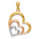 14k Yellow Gold and 14k Rose Gold with Rhodium Over 14k Yellow Gold
Polished Three Hearts Pendant