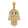 14k Yellow Gold Polished Filigree Textured and Enameled Hamsa Pendant