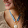 Barse Jewelry Blue Denim Dreams White Mother of Pearl Ribbon Golden
Pendant Necklace