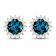 1.60ctw 14K Yellow Gold London Blue Topaz  and White Diamond Halo Earrings