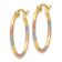 14k Yellow Gold and Rhodium Over 14k Yellow Gold 13/16" Satin
Diamond-Cut Oval Hoop Earrings