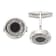 Sterling Silver Round Onyx and Crystal Cuff Links