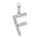 Rhodium Over 14k White Gold Diamond Letter F Initial Pendant