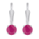 4mm Round Ruby Rhodium Over 14k White Gold Drop Earrings