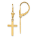 14k Yellow Gold Polished Cross Dangle Earrings