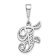 Rhodium Over 14k White Gold Solid Polished Script Filigree Textured
Letter F Initial Pendant
