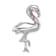 Rhodium Over Sterling Silver Polished Pink Crystal Flamingo Slide Pendant