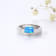 Lab Created Blue Opal Rhodium Over Sterling Silver Offset Ring Blue Opal Ring