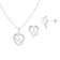6-7mm Button White Freshwater Pearl and CZ Rhodium Over Sterling Earring
and Pendant W/Chain Set