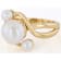 Freshwater Pearl Three-Stone Ring In 18K Gold Over Sterling Silver