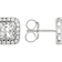 Lab White Sapphire Square Stud Earrings In PlatInum Over Sterling Silver