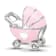 Sterling Silver Enamel Baby Carriage with Crystal Bead