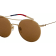 Gucci Gold Tone with Blue Red Cream Arm Detail Frame / Brown Lens Sunglasses