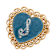 Gold Tone Filigree Heart Blue Enamel Initial Pin