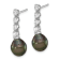 Rhodium Over Sterling Silver 9-10mm Tahitian Pearl and Cubic Zirconia
Post Dangle Earrings