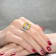 Citrine Color CZ Triple Halo Cocktail Ring In Sterling Silver