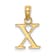 14k Yellow Gold Polished Block Letter X Initial Pendant