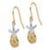 14K Two-tone Gold Textured Starfish with Sand Dollar Dangle Earrings