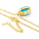Turquoise Bezel Set Solitaire Pendant Necklace In 18K Gold Over Sterling
Silver 14x10mm