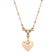 Yellow Base Metal Heart Faux Pearl Crystal Drop Necklace 16"