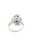 Tanzanite 12x10mm Oval and White Zircon Rhodium Over Sterling Silver Ring