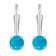 4mm Round Turquoise Rhodium Over 14k White Gold Drop Earrings