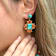 Barse Jewelry Composite Turquoise With Opal & Coral Gold Tone Santa
Fe Cross Dangle Earrings