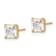 14K Yellow Gold 5mm Square Cubic Zirconia Basket Set Stud Earrings