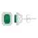 6x4mm Emerald Cut Emerald 1/5 ctw Diamond Rhodium Over Sterling Silver
Halo Stud Earrings