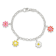 Sterling Silver Multi-color Enamel Flowers Children's Bracelet