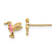 14K Yellow Gold Pink Enameled Hummingbird Stud Earrings