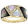 Black And White Mother-Of-Pearl And White Zircon Ring In 18K Gold Over
Sterling Silver 0.17ctw
