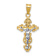 14k Two-tone Gold Small Narrow Cross with Crucifix Pendant