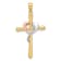 Rhodium Over 14K Tri-color Gold Polished Cross with Heart Pendant